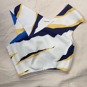 Morena Rosa Asymmetric Structured White Sleeveless Top Medium